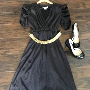 Vintage Jodi Michaels Black Velvet Dress Ruffled